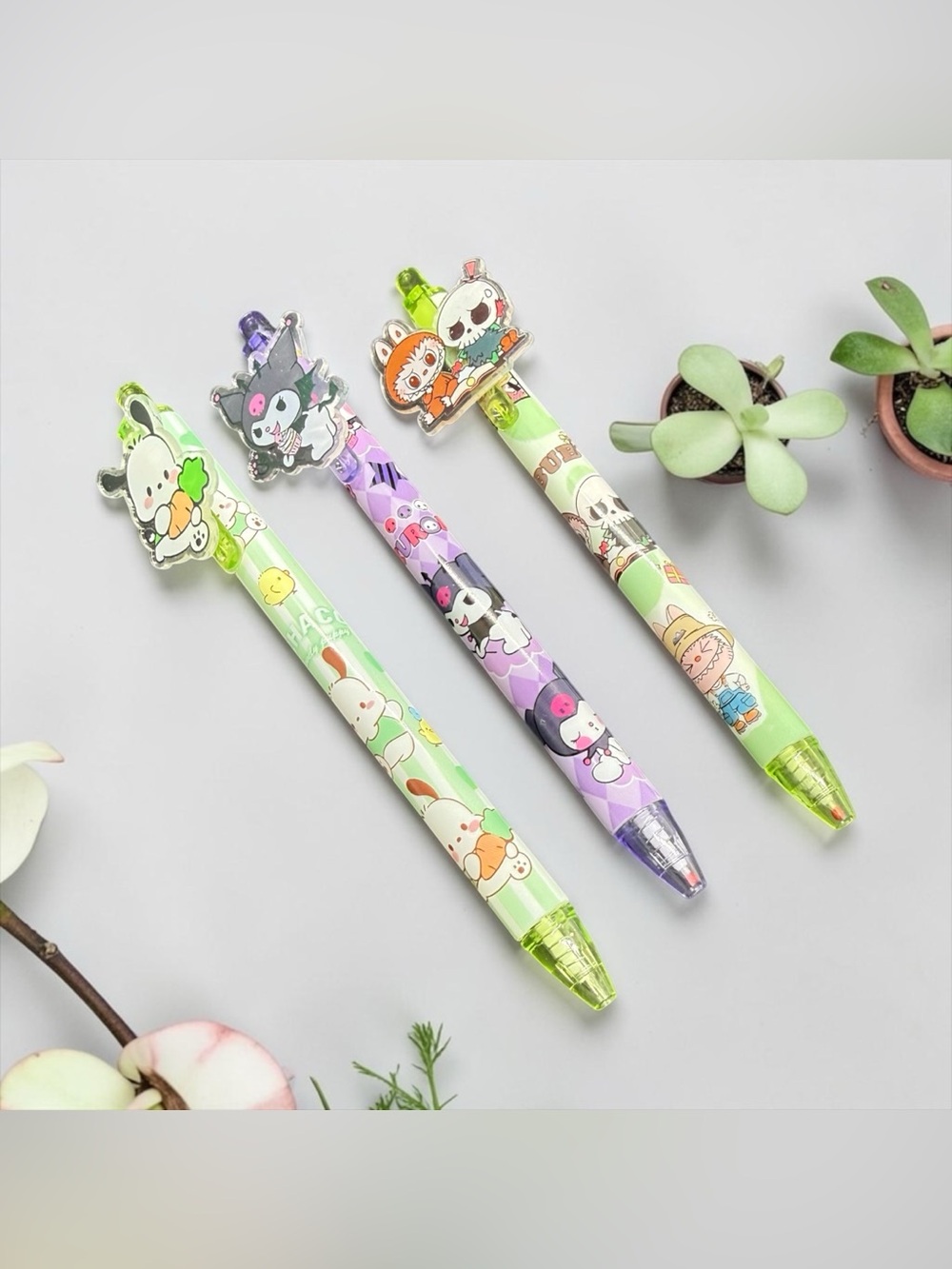 💚Pack of 3 Kuromi, Pochacco, & Labubu Cute Character Pens/NIP💚